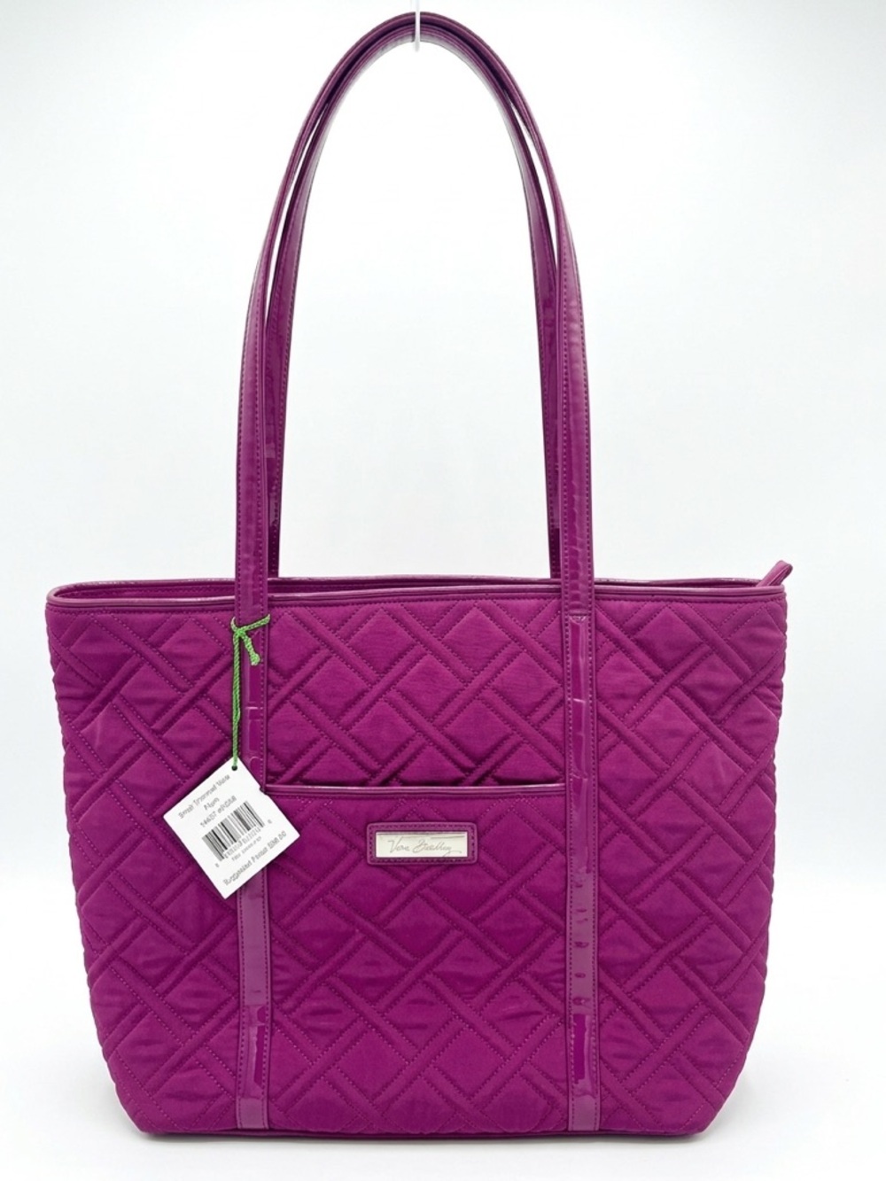 Vera Bradley Quilted Magenta Tote Satchel Bag with Patent Trim- NWT